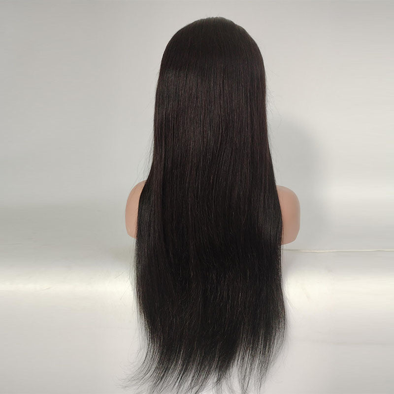 Long Straight Natural Black Color Human Hair Lace Front Wigs With Natural Hairline 13x4 Lace Frontal Wigs For Black Women 150%
