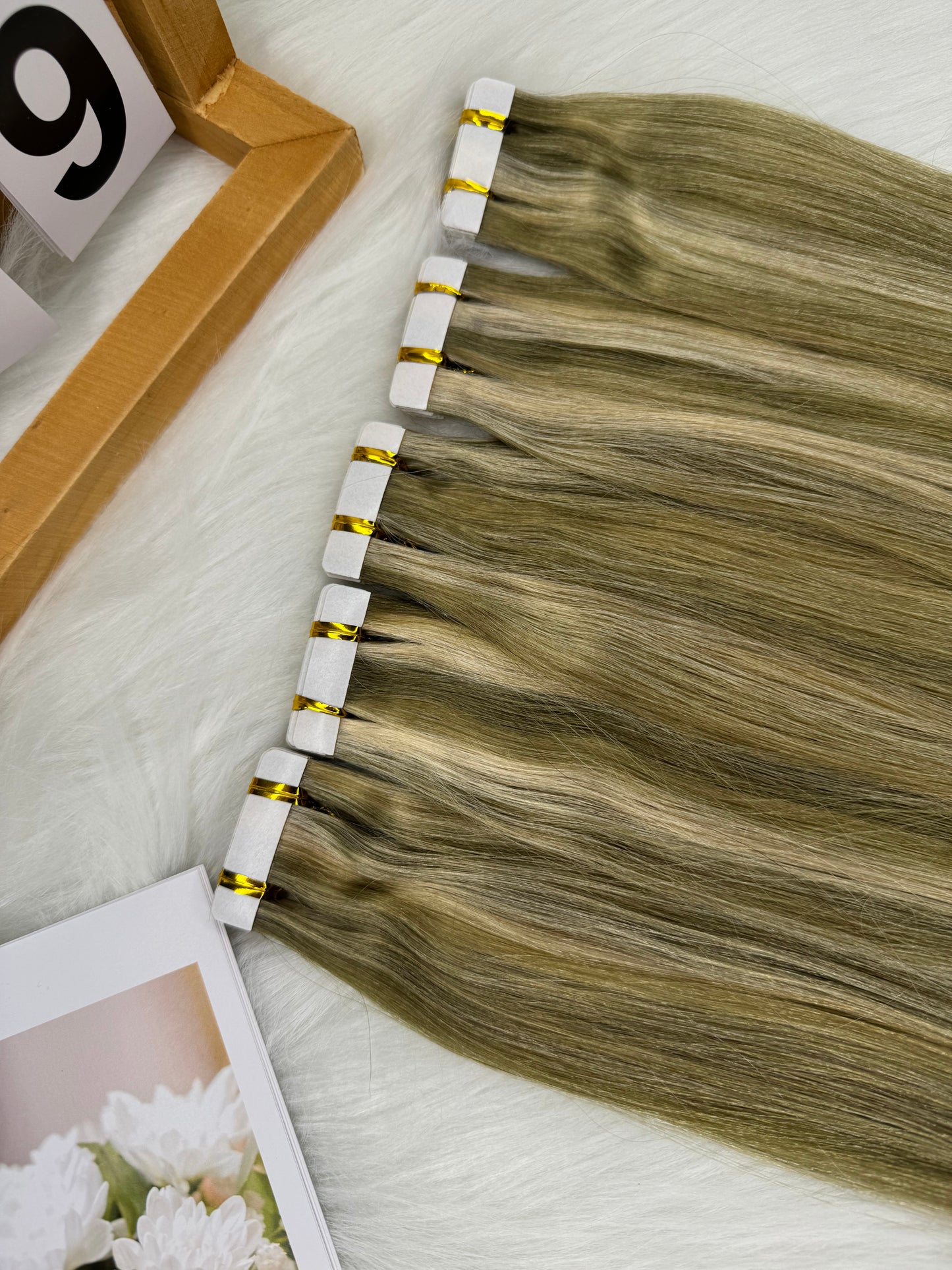 MS wholesale Tape In Hair Extension Human Hair Highlight P4/613 Russian double drawn raw invisible t（60g）