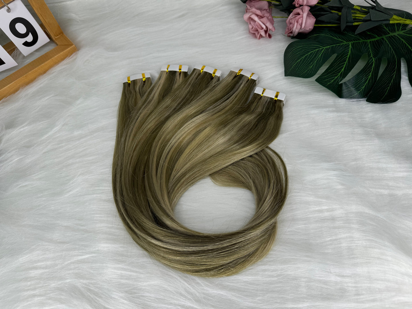 MS wholesale Tape In Hair Extension Human Hair Highlight P4/613 Russian double drawn raw invisible t（60g）