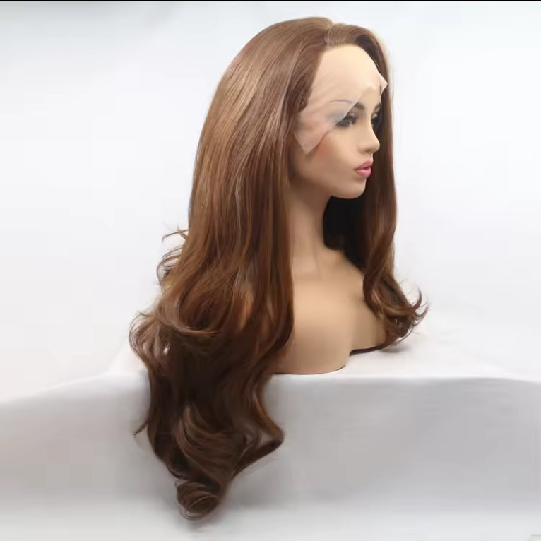 Wholesale Long wavy natural human full lace brown human hair wigs for women