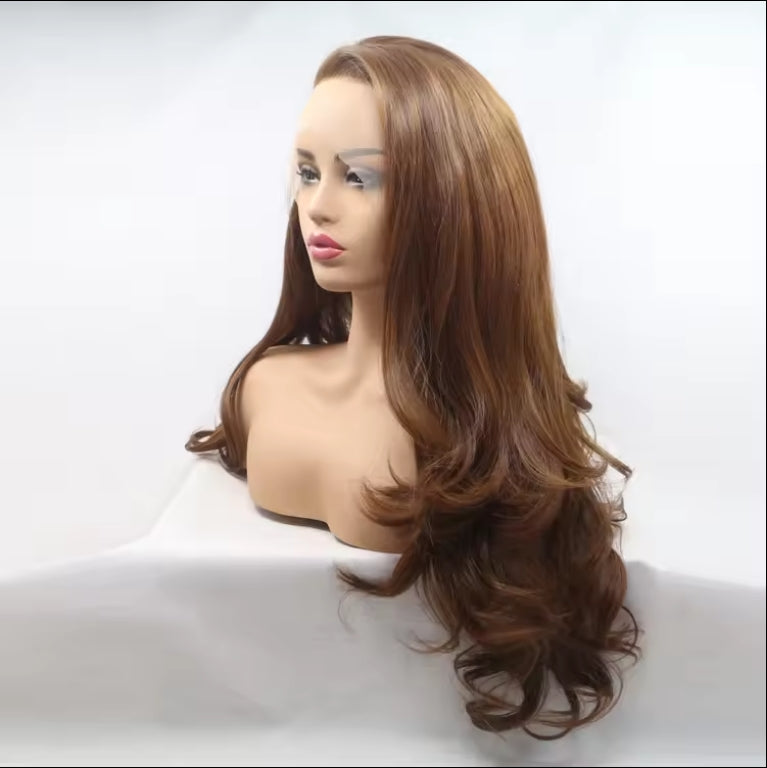 Wholesale Long wavy natural human full lace brown human hair wigs for women