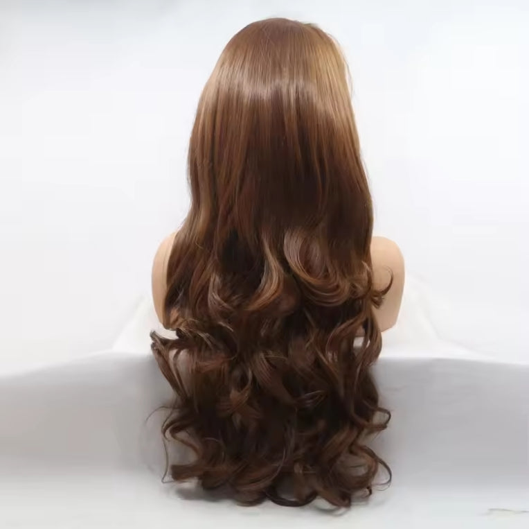 Wholesale Long wavy natural human full lace brown human hair wigs for women