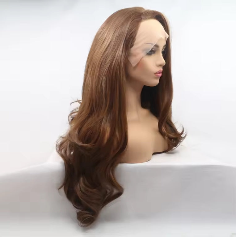 Wholesale Long wavy natural human full lace brown human hair wigs for women