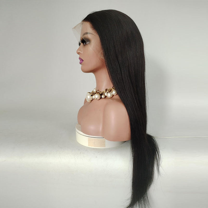 Long Straight Natural Black Color Human Hair Lace Front Wigs With Natural Hairline 13x4 Lace Frontal Wigs For Black Women 150%