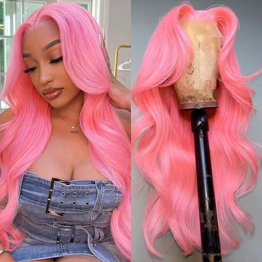 100% Virgin Hair 613 99j Burgundy Lace Front Wig Bone Big wave Human Hair Wigs Pre Plucked light pink Colored Hd Transparent Lace Frontal Wig