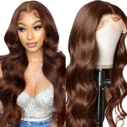 Wholesale Long wavy natural human full lace brown human hair wigs for women