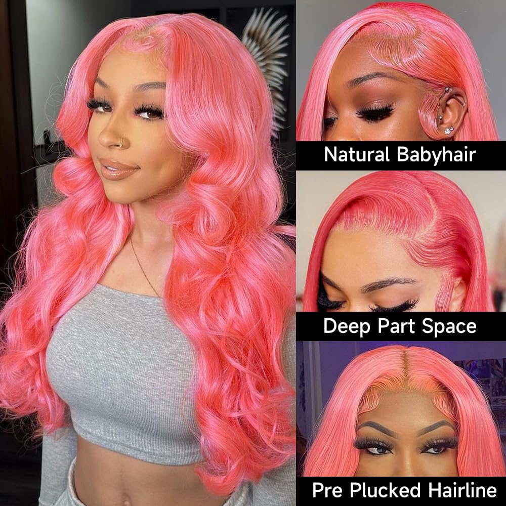 100% Virgin Hair 613 99j Burgundy Lace Front Wig Bone Big wave Human Hair Wigs Pre Plucked light pink Colored Hd Transparent Lace Frontal Wig