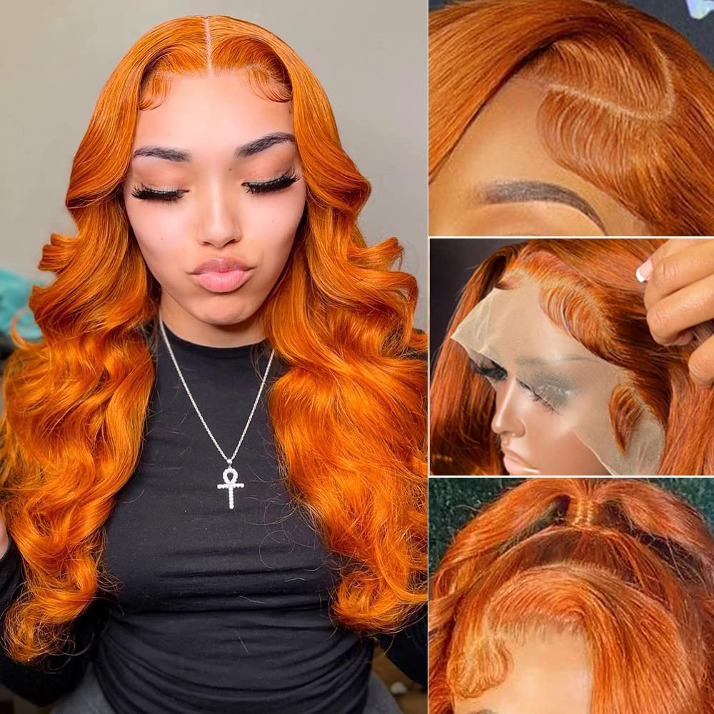 100% Virgin Hair 613 99j Burgundy Lace Front Wig Bone Big waves Human Hair Wigs Pre Plucked light orange Colored Hd Transparent Lace Frontal Wig