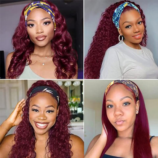 100%claret human hair with curly Wave Virgin Human Hair Lace Frontal Wigs For Women