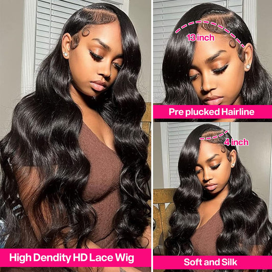 360 Lace Wigs Human Hair Pre Plucked Body Wave Transparent Lace Frontal Wigs for Black Women Human Hair 150% Density