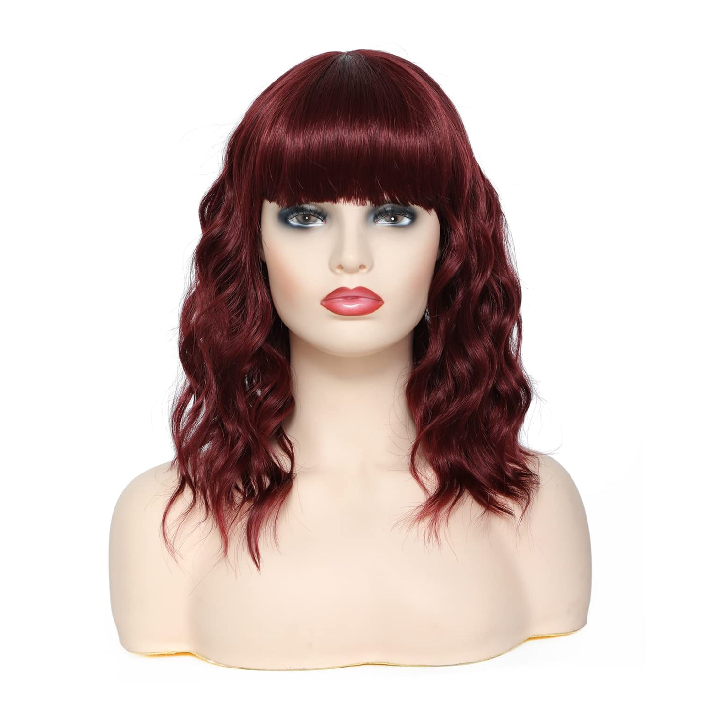 100%claret human hair with Big Wave Virgin Human Hair Lace Frontal Wigs For Women